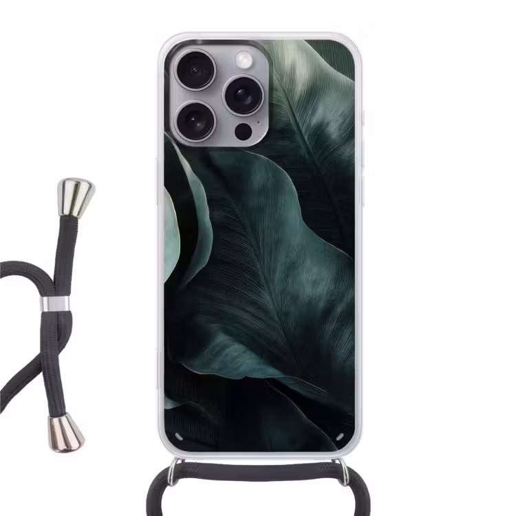 Telefoonhoesje met koord - Groen - Bladeren - Glad - Nerven — 1