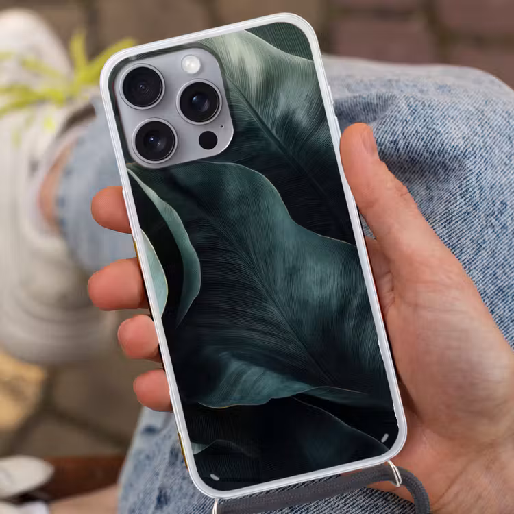 Telefoonhoesje met koord - Groen - Bladeren - Glad - Nerven — 2