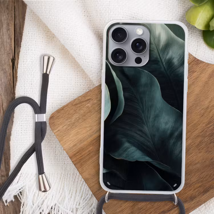 Telefoonhoesje met koord - Groen - Bladeren - Glad - Nerven — 3