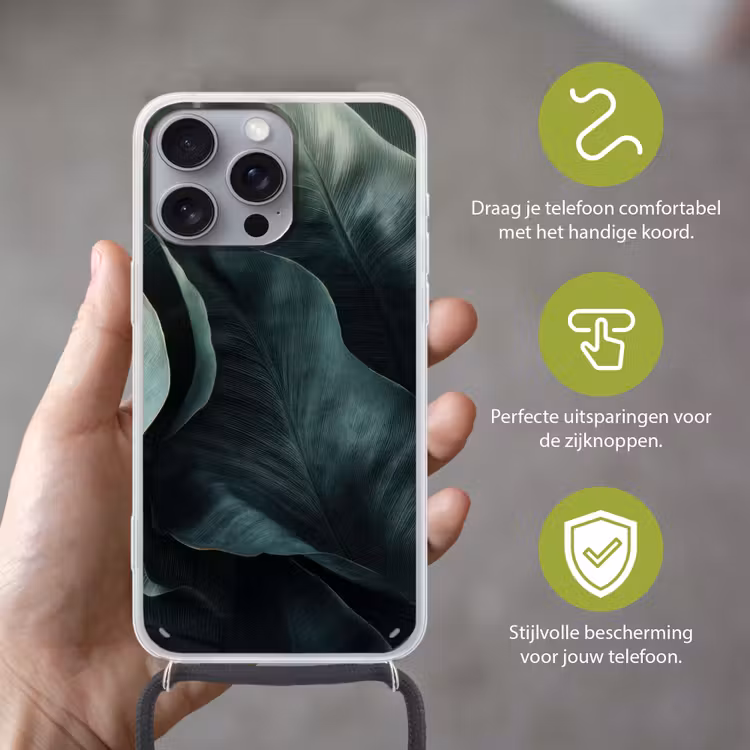 Telefoonhoesje met koord - Groen - Bladeren - Glad - Nerven — 4