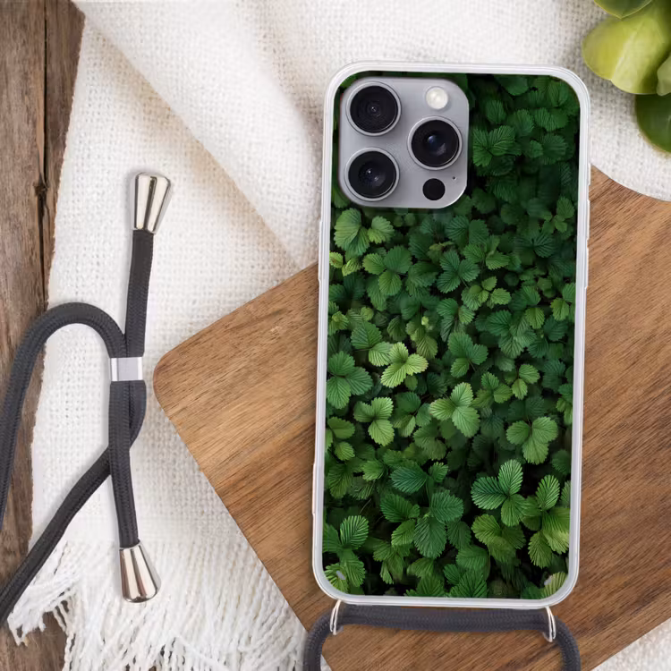 Telefoonhoesje met koord - Groen - Bladeren - Kartel - Zonlicht — 3