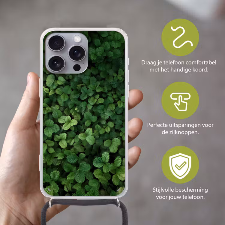 Telefoonhoesje met koord - Groen - Bladeren - Kartel - Zonlicht — 4