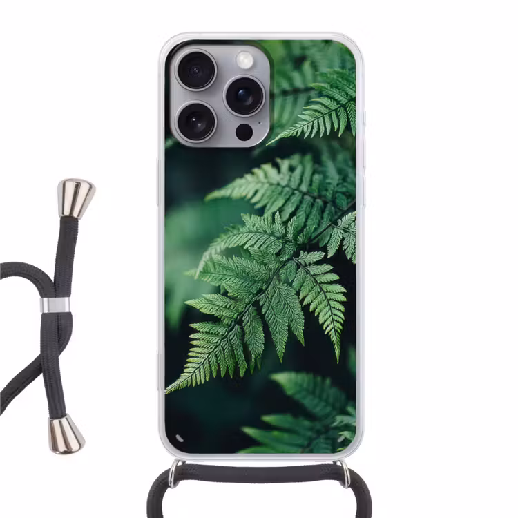 Telefoonhoesje met koord - Varenblad - Groen - Structuur - Wazig — 1