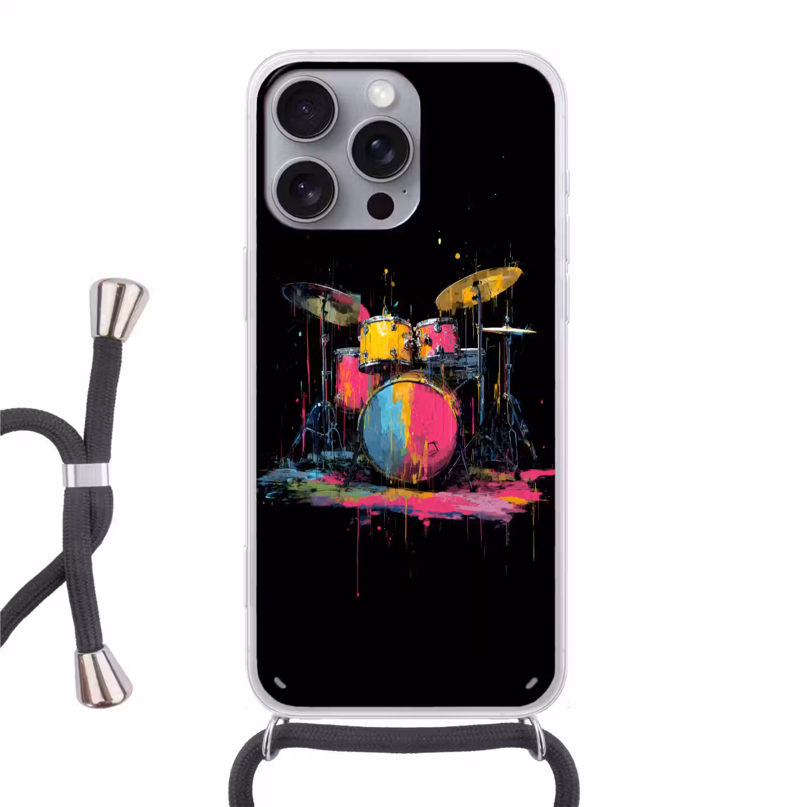 Telefoonhoesje met koord - Drumstel - Kleurrijk - Verf - Levendig — 1