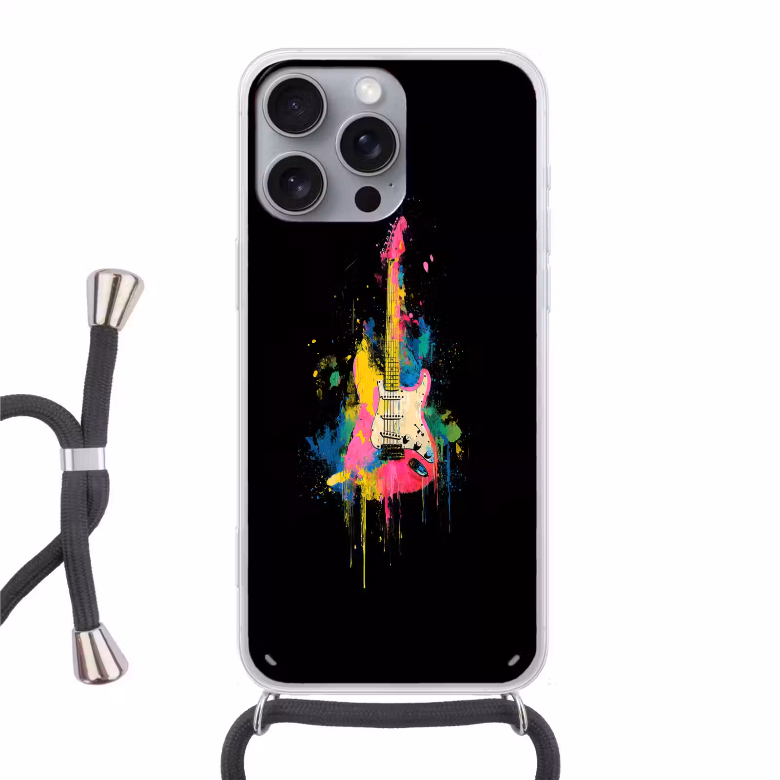 Telefoonhoesje met koord - Gitaar - Kleurrijk - Verf — 1