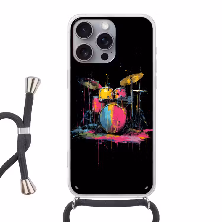 Telefoonhoesje met koord - Drumstel - Kleurrijk - Verf - Levendig — 1