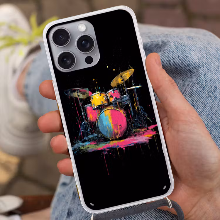 Telefoonhoesje met koord - Drumstel - Kleurrijk - Verf - Levendig — 2