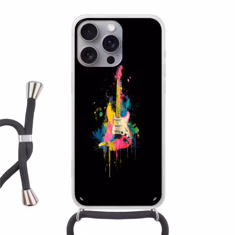 Telefoonhoesje met koord - Gitaar - Kleurrijk - Verf — 1