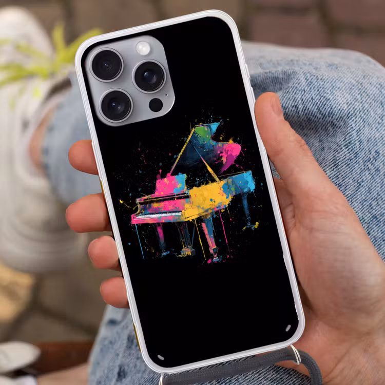 Telefoonhoesje met koord - Piano - Kleurrijk - Verf - Modern — 2