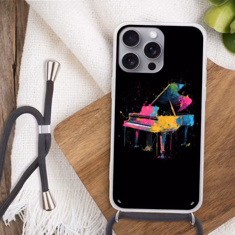 Telefoonhoesje met koord - Piano - Kleurrijk - Verf - Modern — 3