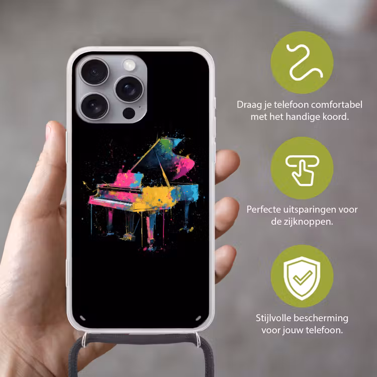 Telefoonhoesje met koord - Piano - Kleurrijk - Verf - Modern — 4