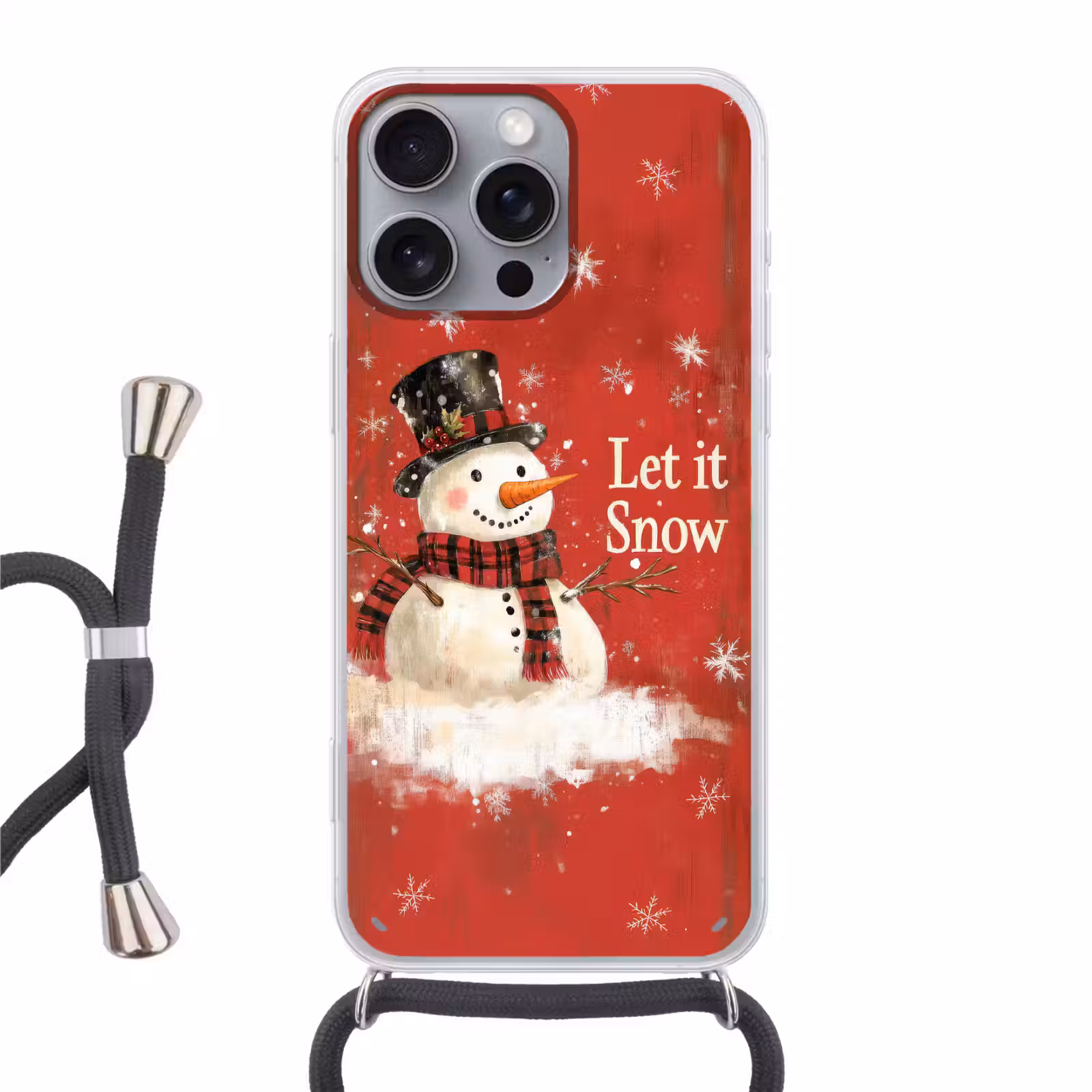 Telefoonhoesje met koord - Sneeuwpret - Winter - Sneeuwpop — 1