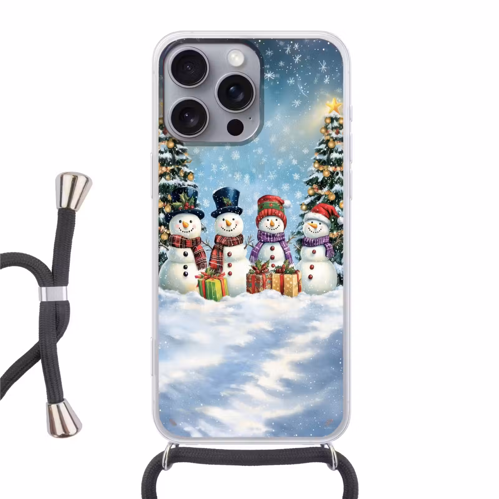 Telefoonhoesje met koord - Vrolijk - Sneeuw - Kleurrijk — 1