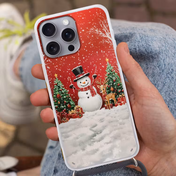 Telefoonhoesje met koord - Feestvreugde - Winterbos - Kleurrijk — 2