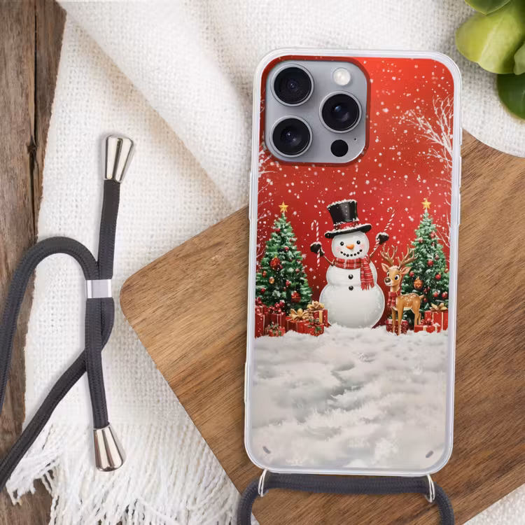 Telefoonhoesje met koord - Feestvreugde - Winterbos - Kleurrijk — 3