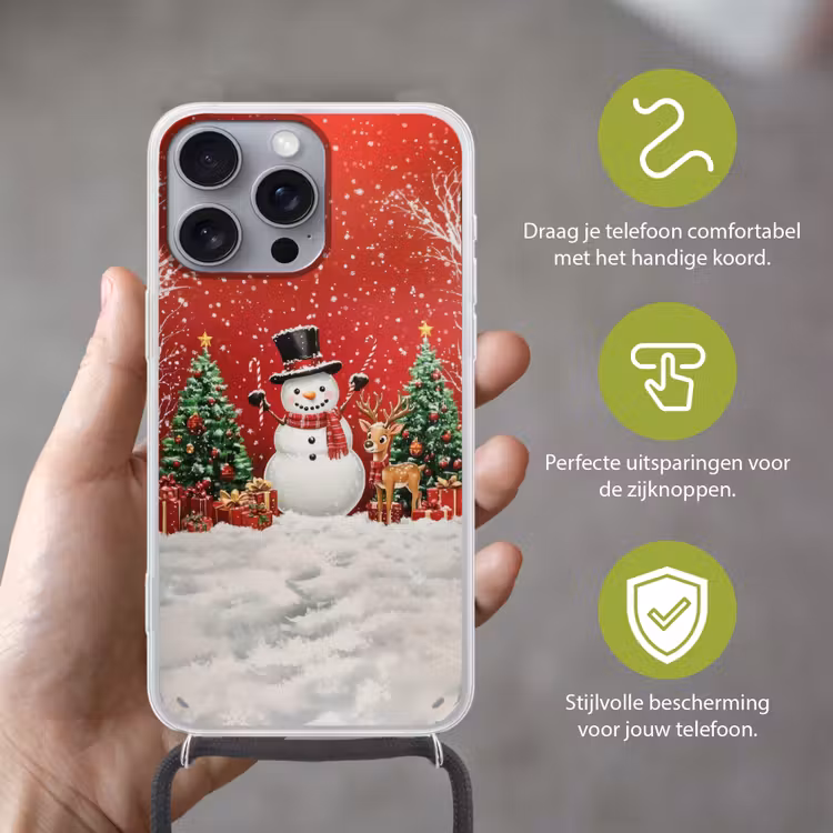 Telefoonhoesje met koord - Feestvreugde - Winterbos - Kleurrijk — 4