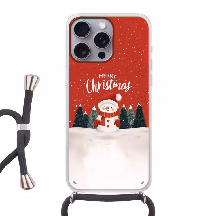 Telefoonhoesje met koord - Kerstgroet - Sneeuw - Rood — 1