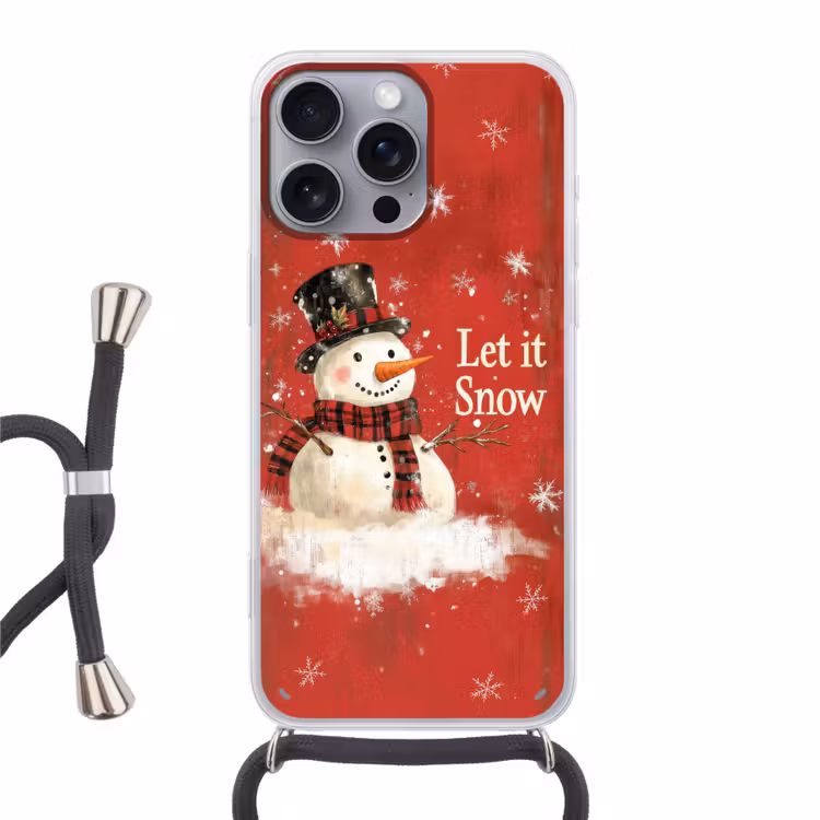 Telefoonhoesje met koord - Sneeuwpret - Winter - Sneeuwpop — 1