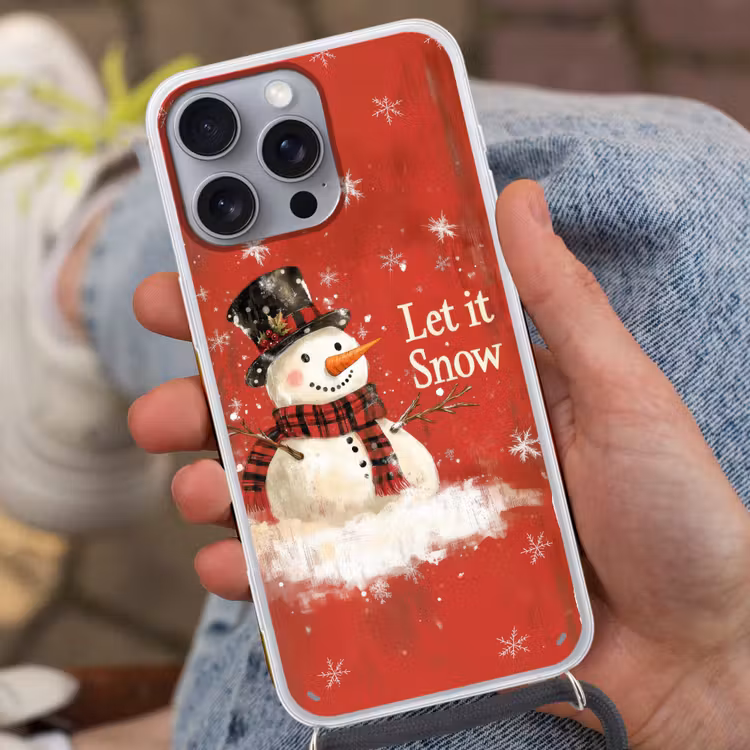 Telefoonhoesje met koord - Sneeuwpret - Winter - Sneeuwpop — 2