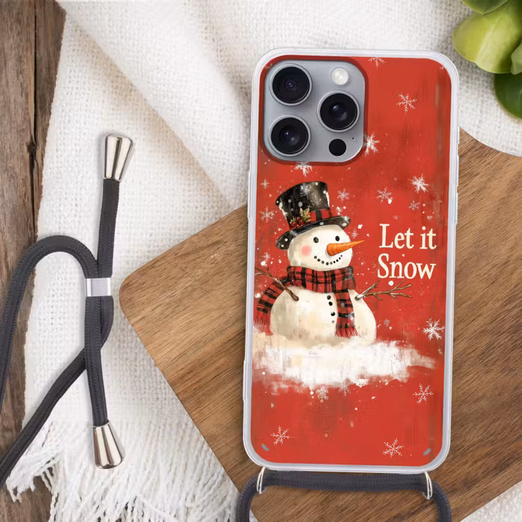 Telefoonhoesje met koord - Sneeuwpret - Winter - Sneeuwpop — 3