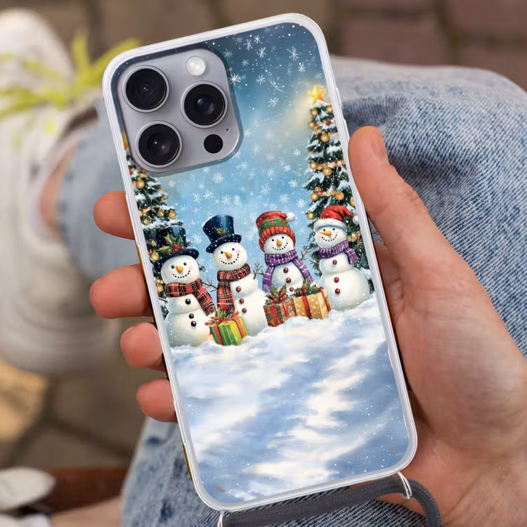 Telefoonhoesje met koord - Vrolijk - Sneeuw - Kleurrijk — 2