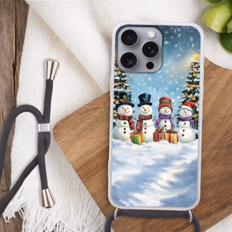 Telefoonhoesje met koord - Vrolijk - Sneeuw - Kleurrijk — 3