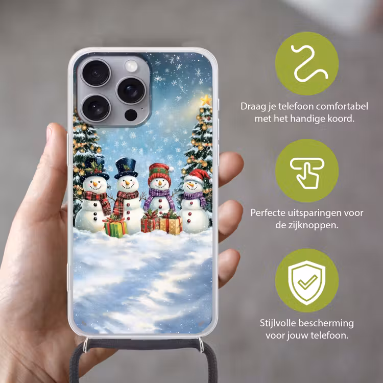 Telefoonhoesje met koord - Vrolijk - Sneeuw - Kleurrijk — 4