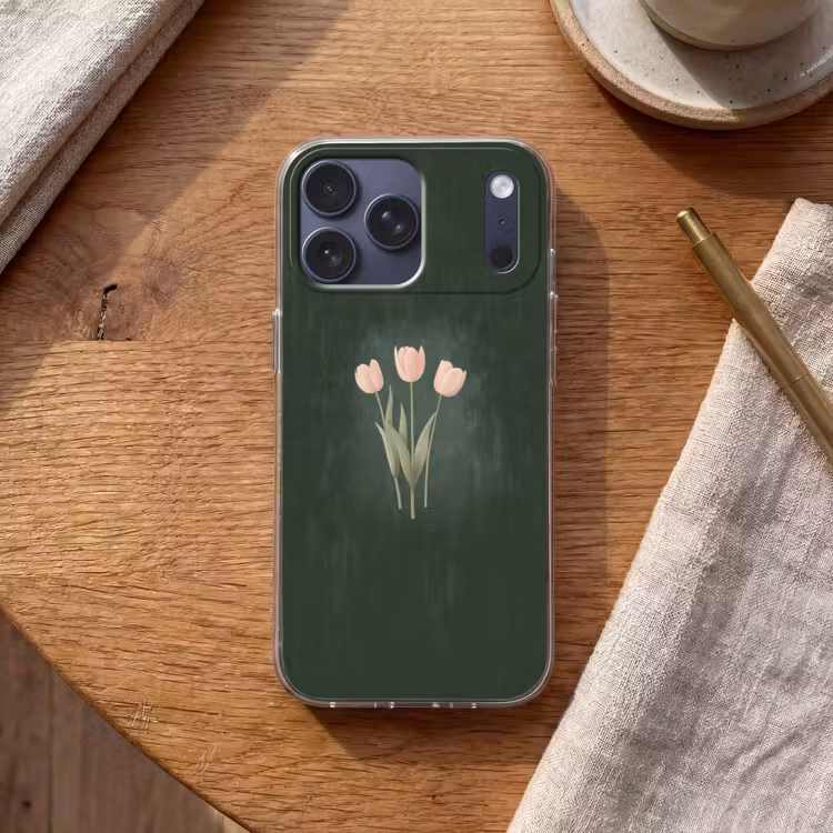 Telefoonhoesje Softcase - Tulpen - Liefde - Donkergroen — 2
