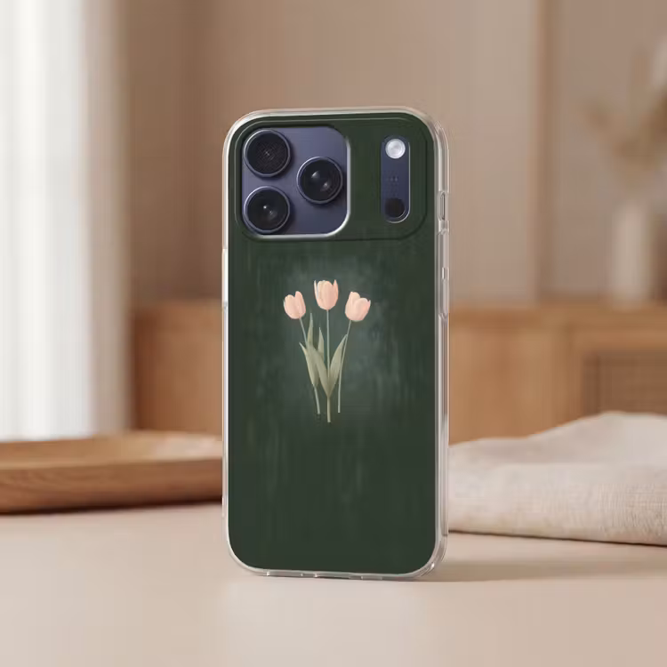 Telefoonhoesje Softcase - Tulpen - Liefde - Donkergroen — 3
