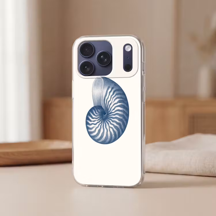 Telefoonhoesje Softcase - Blauw - Schelp - Spiraal — 3
