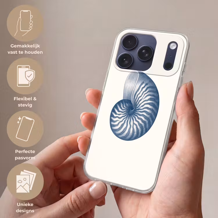 Telefoonhoesje Softcase - Blauw - Schelp - Spiraal — 4