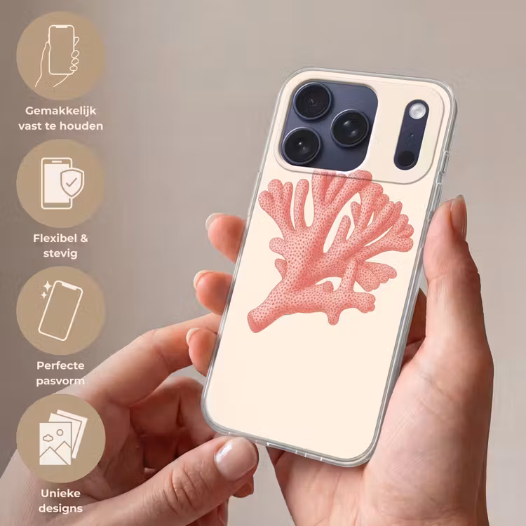 Telefoonhoesje Softcase - Koraal - Stipjes - Roze — 4