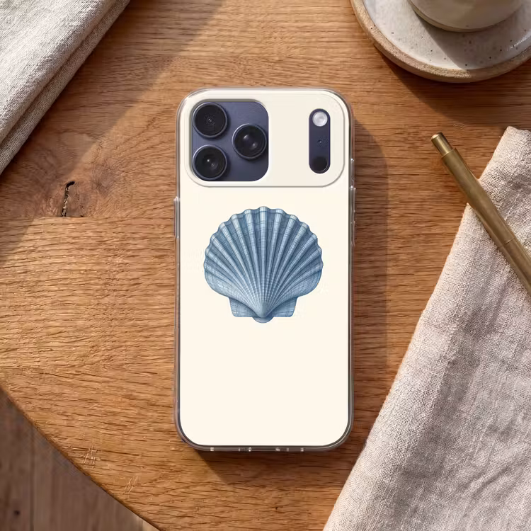 Telefoonhoesje Softcase - Ribbels - Blauw - Schelp — 2