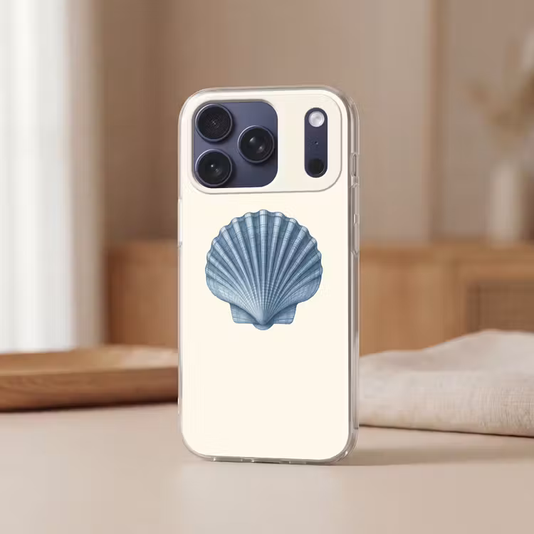 Telefoonhoesje Softcase - Ribbels - Blauw - Schelp — 3