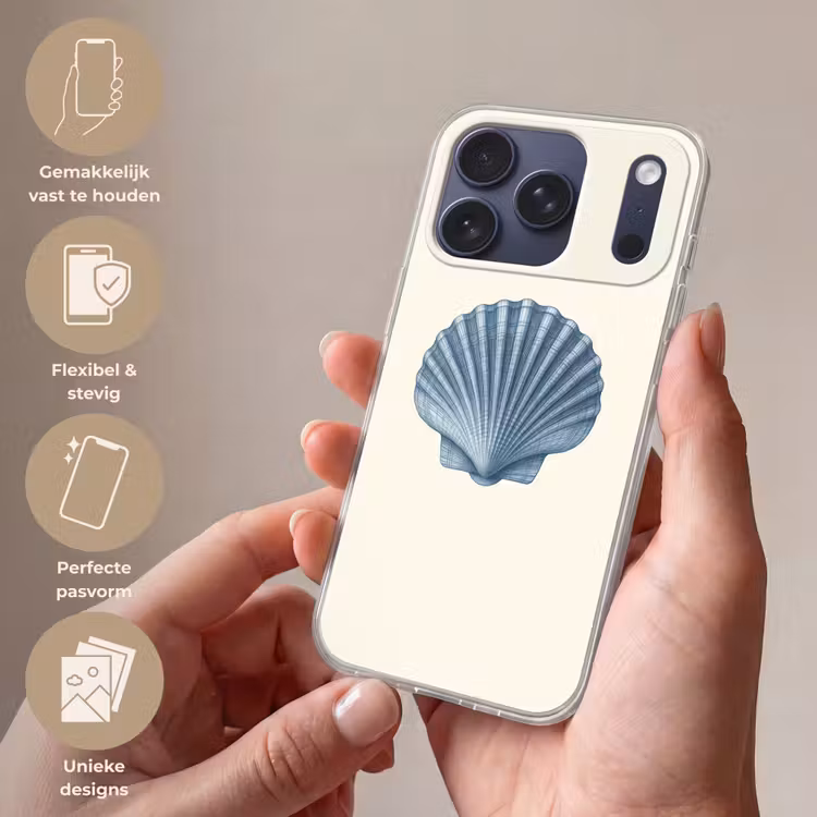 Telefoonhoesje Softcase - Ribbels - Blauw - Schelp — 4