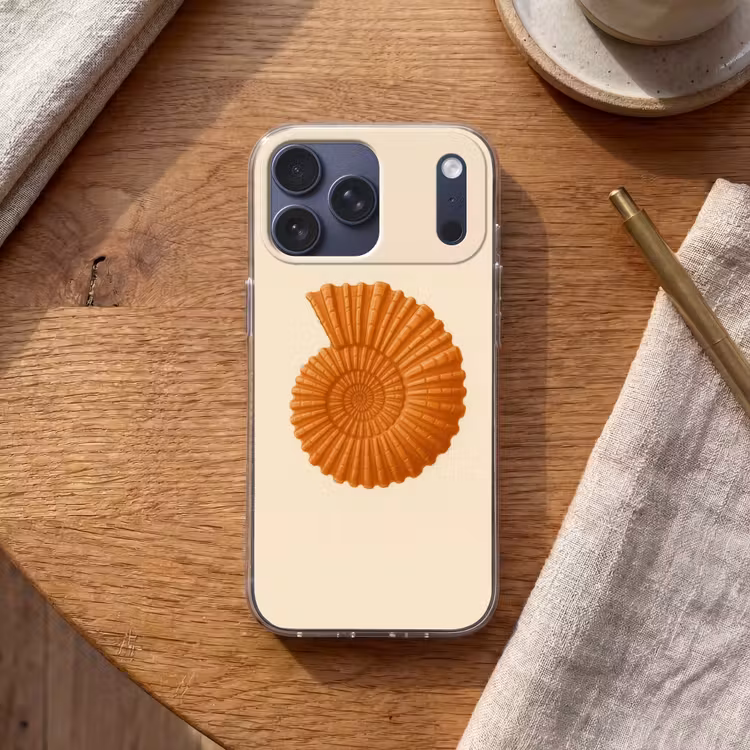 Telefoonhoesje Softcase - Schelp - Oranje - Ribbels — 2