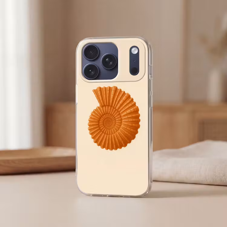 Telefoonhoesje Softcase - Schelp - Oranje - Ribbels — 3