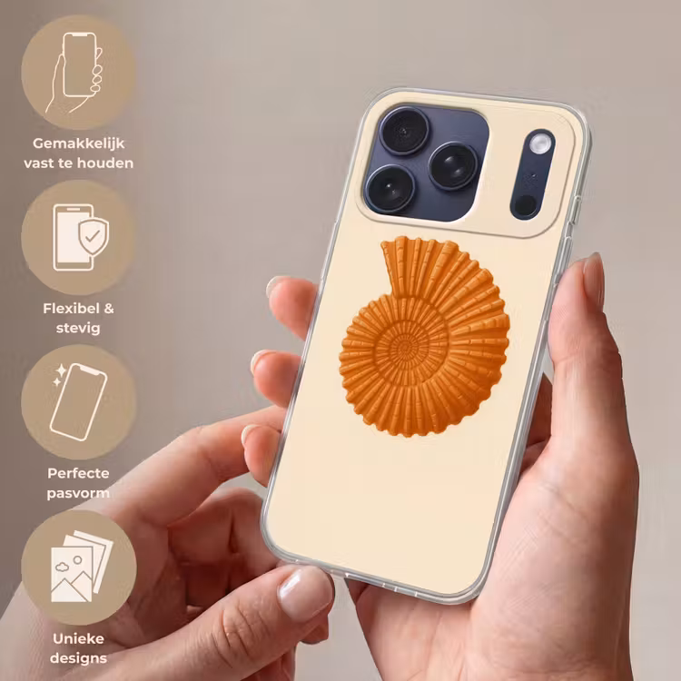 Telefoonhoesje Softcase - Schelp - Oranje - Ribbels — 4