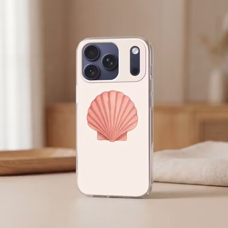 Telefoonhoesje Softcase - Schelp - Roze - Ribbels — 3