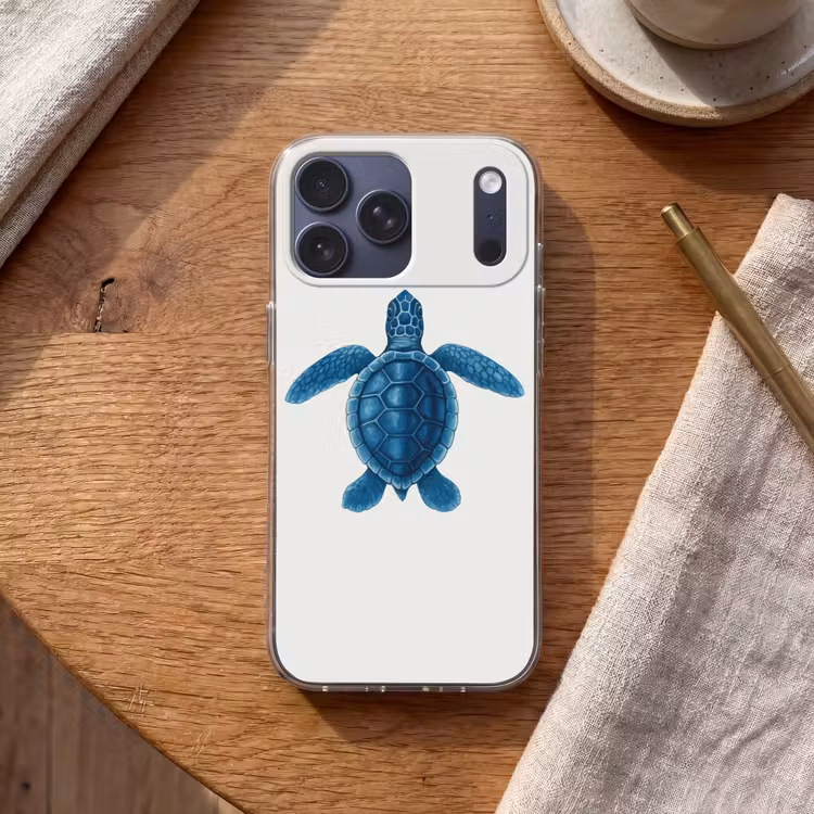 Telefoonhoesje Softcase - Schildpad - Blauw - Schild — 2