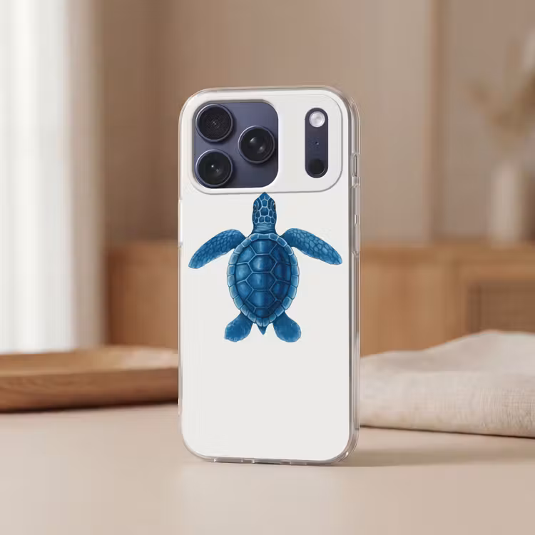 Telefoonhoesje Softcase - Schildpad - Blauw - Schild — 3