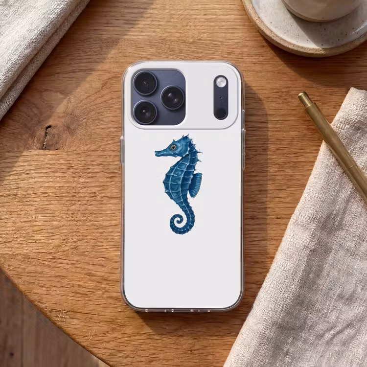 Telefoonhoesje Softcase - Zeepaardje - Staart - Blauw — 2