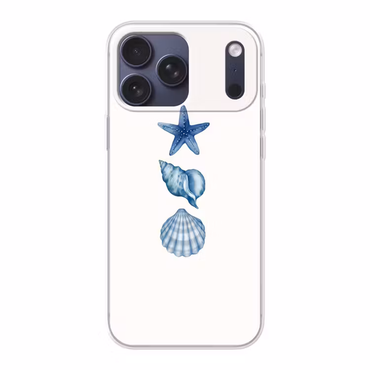 Telefoonhoesje Softcase - Zeester - Schelpen - Blauw — 1