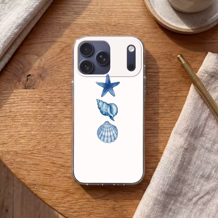 Telefoonhoesje Softcase - Zeester - Schelpen - Blauw — 2