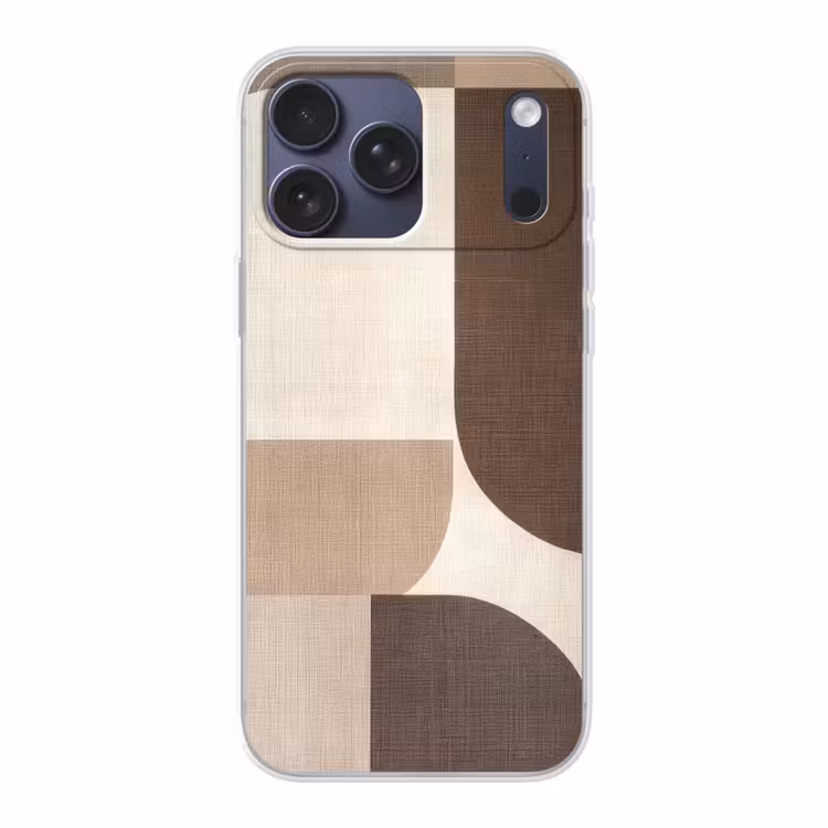 Telefoonhoesje Softcase - Abstracte Geometrische Vormen Bruin Beige — 1
