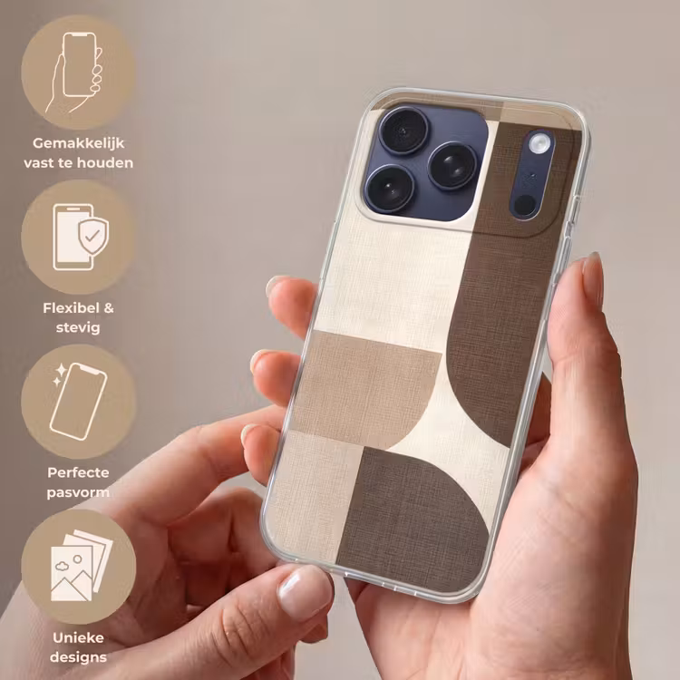 Telefoonhoesje Softcase - Abstracte Geometrische Vormen Bruin Beige — 4