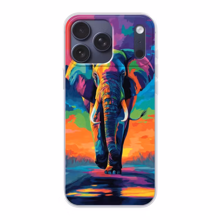 Telefoonhoesje Softcase - Olifant - Kleurrijk - Lucht - Abstract — 1