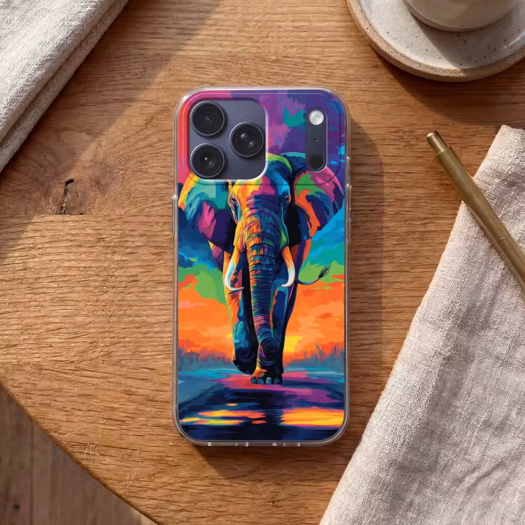 Telefoonhoesje Softcase - Olifant - Kleurrijk - Lucht - Abstract — 2