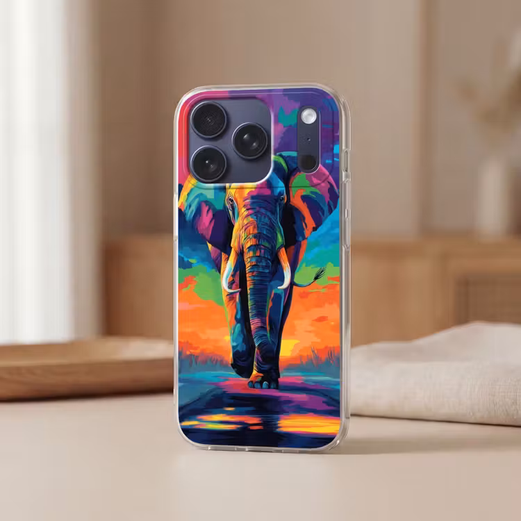 Telefoonhoesje Softcase - Olifant - Kleurrijk - Lucht - Abstract — 3