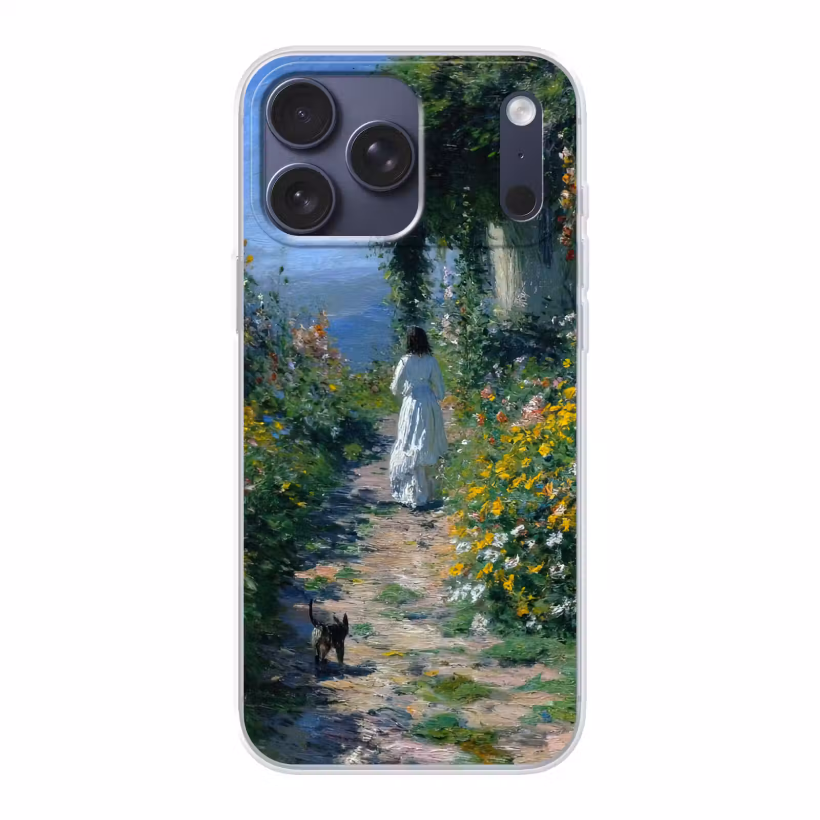 Telefoonhoesje Softcase - Kat - Vrouw - Bloemen - Huis — 1